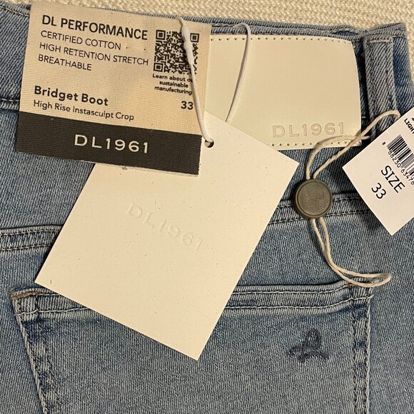 DL1961 Bridget Boot High Rise Instasculpt Crop Flare Jeans in Light Blue Size 33 - Picture 5 of 9